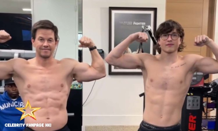 Mark Wahlberg & filho de 18 anos Michael Pose sem camisa em novo vídeo de ginástica