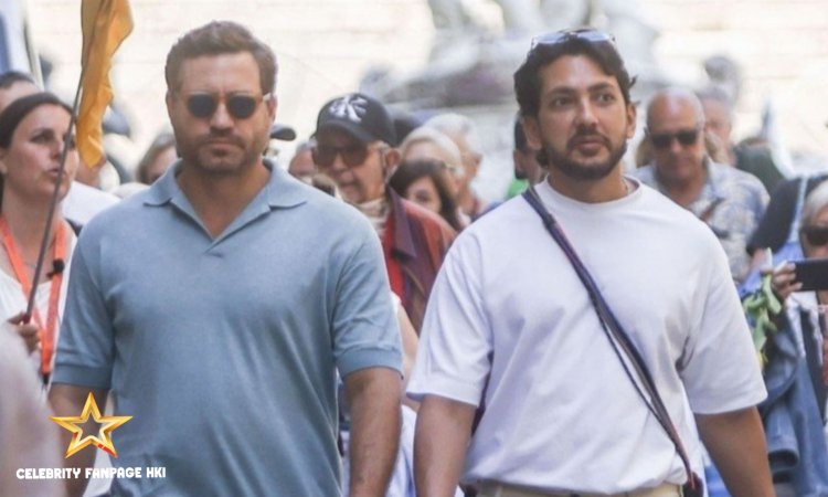 Edgar Ramirez faz turismo em Florença com o amigo próximo Victor Rocha Laporta