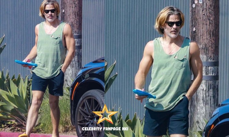 Chris Pine exibe seus braços musculosos ao sair com uma blusa verde rasgada e shorts em Los Angeles