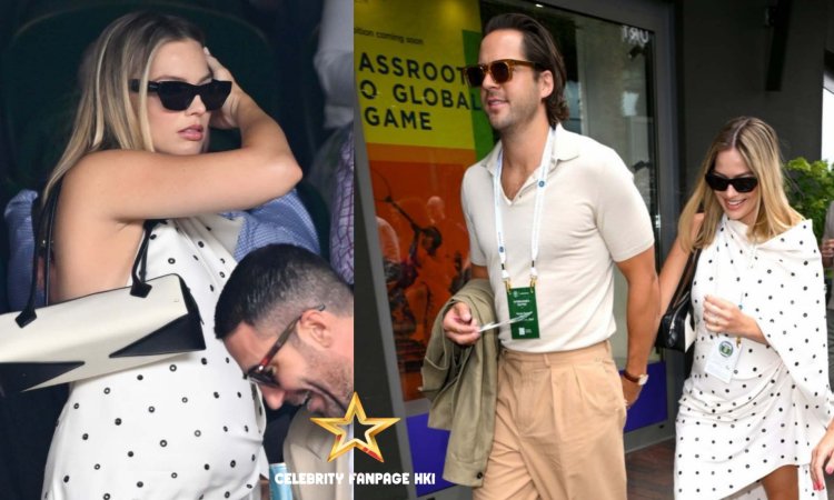 Margot Robbie mostra o pequeno bebê Bump em Wimbledon 2024 com o marido Tom Ackerley