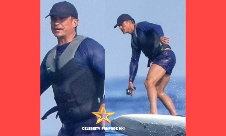 Orlando Bloom anda surfboard motorizado durante férias em Saint-Tropez