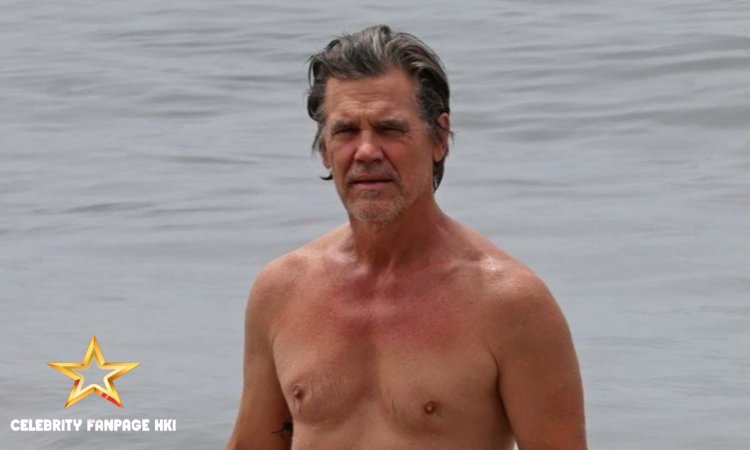 Josh Brolin vai sem camisa para mergulho no oceano em Santa Barbara