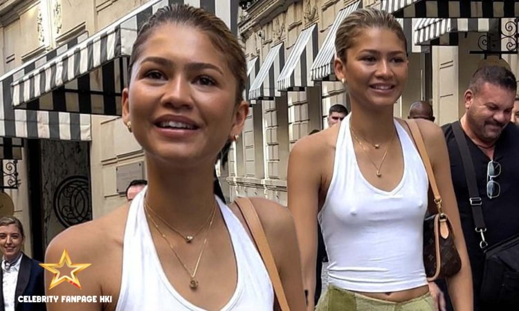 Zendaya fica sem sutiã em um top branco apertado e saia peculiar enquanto deixa seu hotel de US $ 2K-a-night em Paris