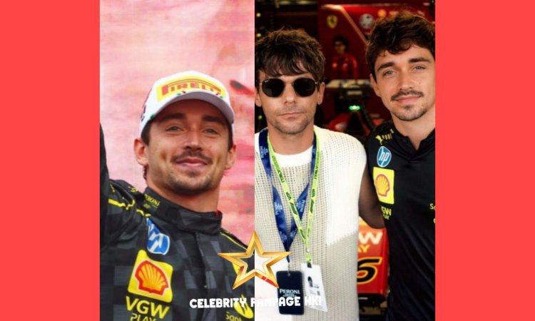 Charles Leclerc, da Fórmula 1, encontra-se com Louis Tomlinson antes de ser vencedor no Grande Prêmio da Itália 2024