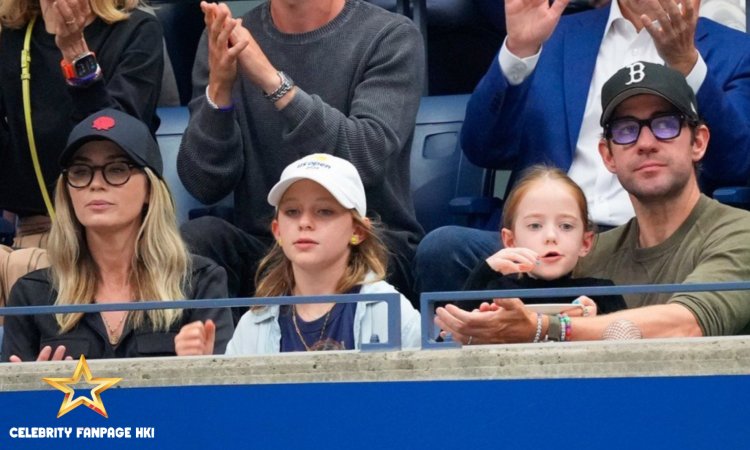 Emily Blunt e John Krasinski fazem rara aparição com suas duas filhas no US Open