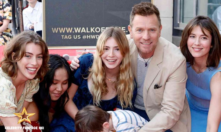 Ewan McGregor e Mary Elizabeth Winstead levam seus filhos, Clara, Jamyan, Anouk e Laurie, para a inauguração de sua estrela na Calçada da Fama de Hollywood