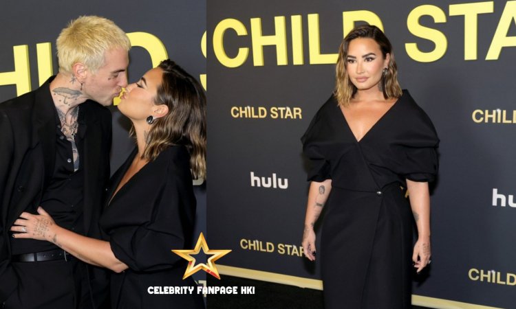 Demi Lovato beija o noivo Jutes no tapete vermelho na estreia de 'Child Star'