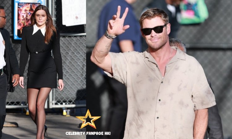 Chris Hemsworth e Elizabeth Olsen da Marvel são vistos em 'Kimmel' enquanto a estreia de 'Agatha All Along' começa na porta ao lado