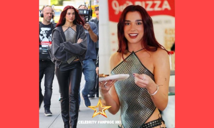 Dua Lipa aproveita um lanche no Joe's Pizza enquanto filma um projeto em Nova York