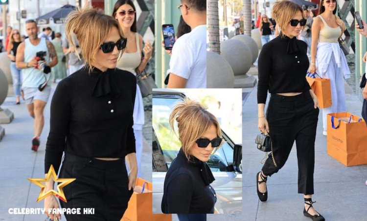 Jennifer Lopez WOWS em preto para um encontro de almoço com amigos em Beverly Hills