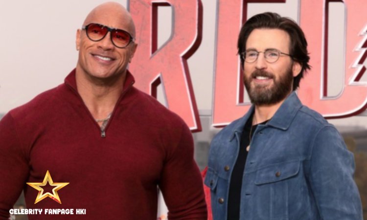 Chris Evans está quase irreconhecível com barba desgrenhada na sessão de fotos 'Red One' em Londres com Dwayne Johnson e mais