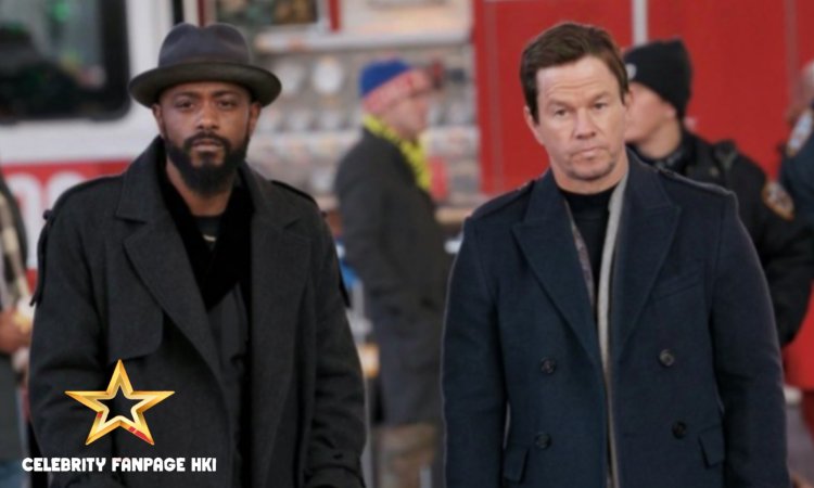 LaKeith Stanfield e Mark Wahlberg filmam novo thriller policial 'Play Dirty' na Times Square em Nova York