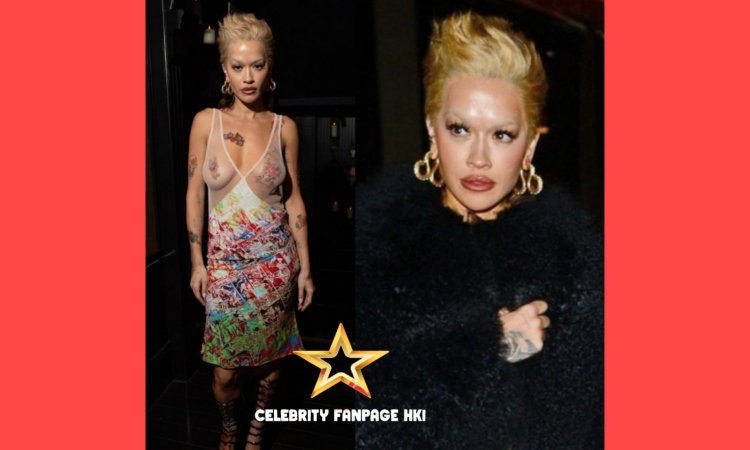 Rita Ora usa vestido floral transparente com novo mullet loiro e sobrancelhas descoloridas