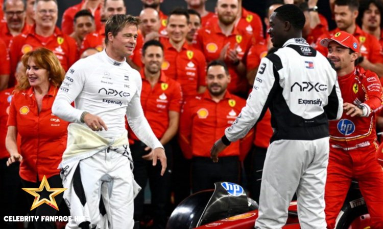 Brad Pitt e Damson Idris Crash Ferrari Team Foto em meio a filmagem de filme 'F1' em Abu Dhabi