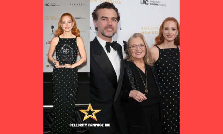 Jessica Chastain faz aparição rara com seu marido enquanto é homenageada no American Cinematheque Awards