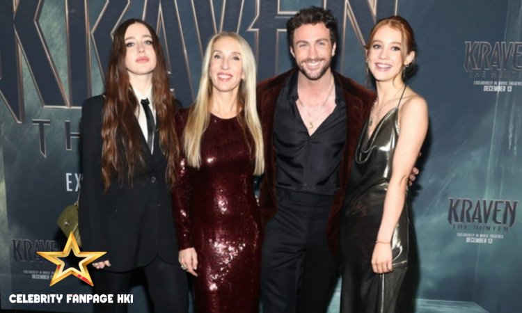 Aaron Taylor-Johnson e sua esposa Sam fazem a primeira aparição no tapete vermelho com suas duas filhas mais velhas