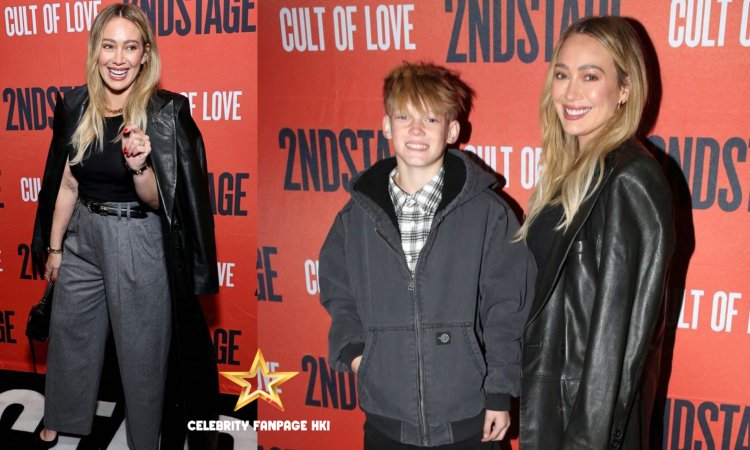 Hilary Duff apoia BFF em 'Cult of Love' na Broadway e comparece à noite de estreia com o filho Luca