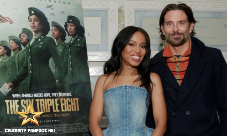 Bradley Cooper apoia a amiga Kerry Washington ao sediar a exibição do 'Six Triple Eight'!