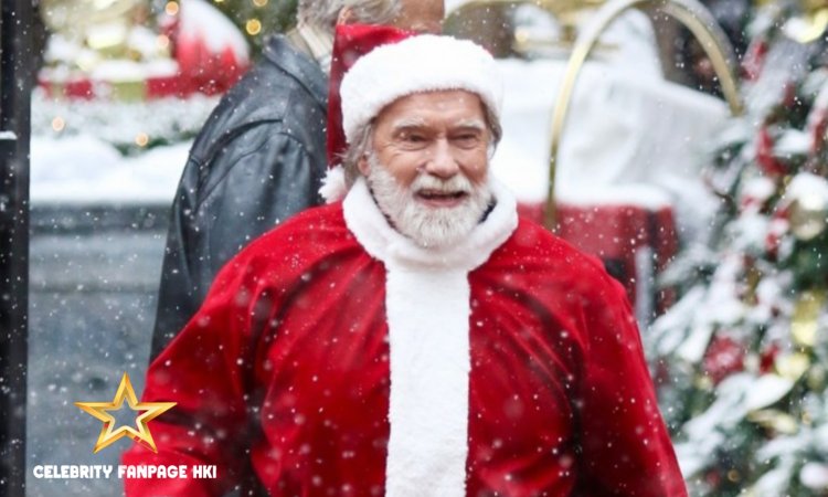 Arnold Schwarzenegger Veste Casaco e Chapéu de Papai Noel Enquanto Filma 'The Man With The Bag' em Snowy NYC!