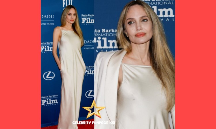 Angelina Jolie impressiona com vestido chique ao ser homenageada durante o Festival de Cinema de Santa Barbara