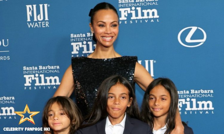 Zoe Saldana desfila no tapete vermelho com seus três filhos durante homenagem em Santa Barbara!