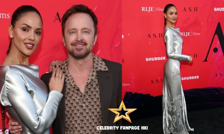 Eiza Gonzalez impressiona com vestido prateado justo na estreia de 'Ash' com Aaron Paul