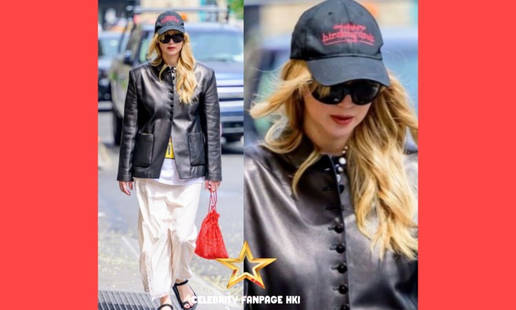 Jennifer Lawrence demonstra apoio ao colega de elenco de 'Die, My Love', Robert Pattinson, usando chapéu de 'Crepúsculo' em Nova York!