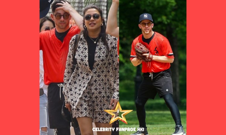Nick Jonas recebe apoio da esposa Priyanka Chopra enquanto joga softball no Central Park