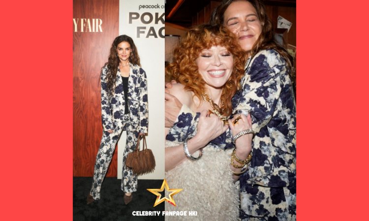 Katie Holmes estreou o novo cabelo de Carly enquanto promovia a segunda temporada de 'Poker Face'!
