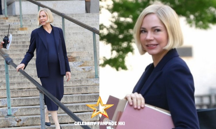 Michelle Williams exibe barriga falsa durante filmagens de "Um Lugar no Inferno" em Nova York